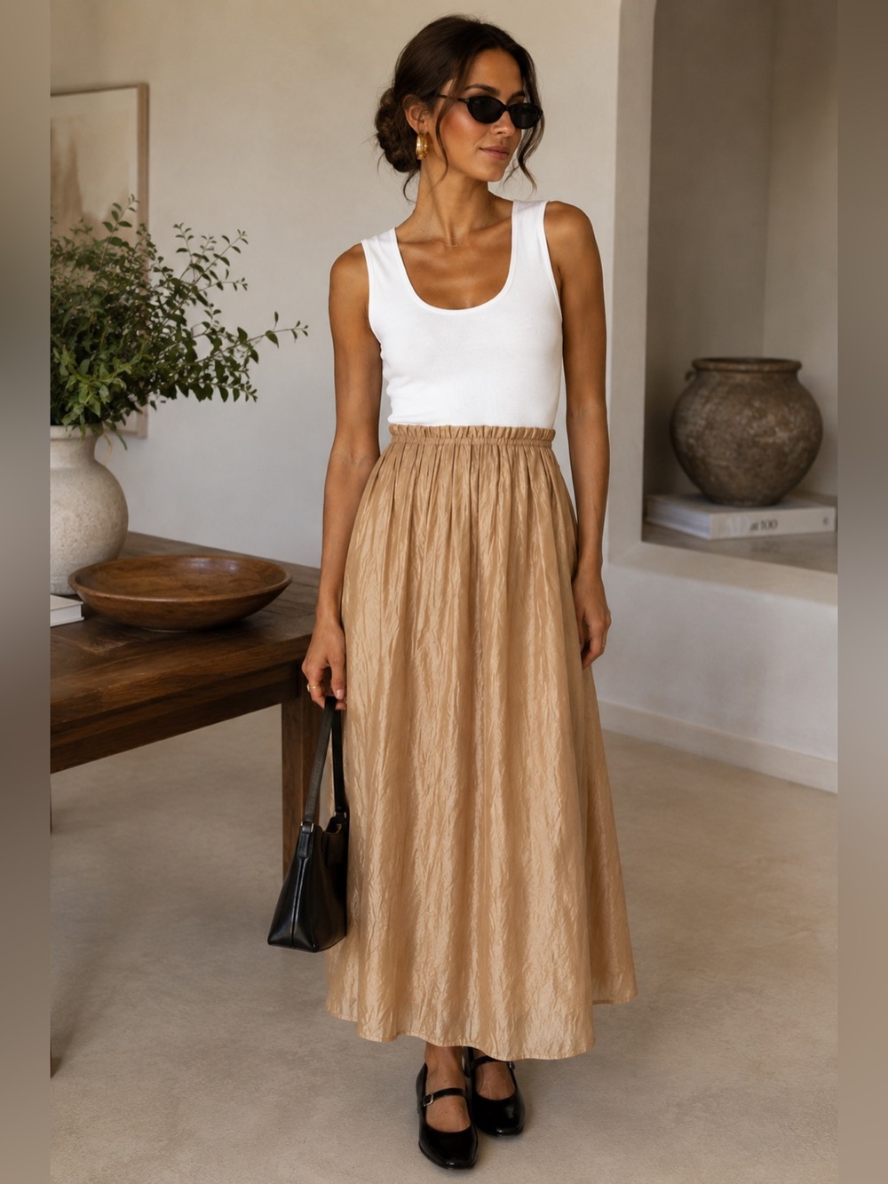 J Crew Crinkle Maxi skirt size small